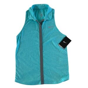 Nike Dri Fit Stay Cool Womens Tennis Sleeveless Polo Shirt Turquoise Size S NWT